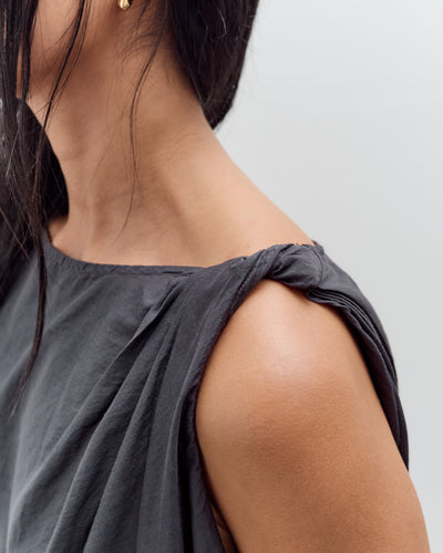 Black Crane Twisted Tank Top, Faded Black