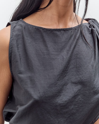 Black Crane Twisted Tank Top, Faded Black