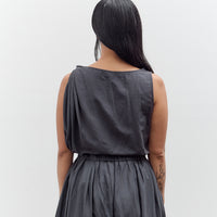 Black Crane Twisted Tank Top, Faded Black