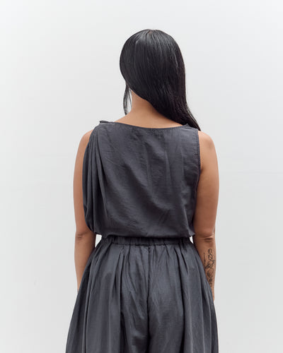 Black Crane Twisted Tank Top, Faded Black