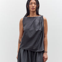 Black Crane Twisted Tank Top, Faded Black