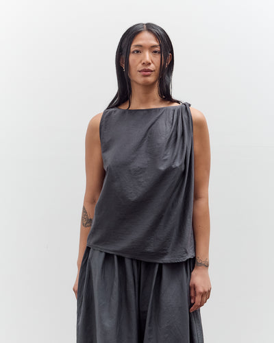 Black Crane Twisted Tank Top, Faded Black