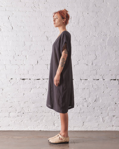 Black Crane Two Panel Dress, Black