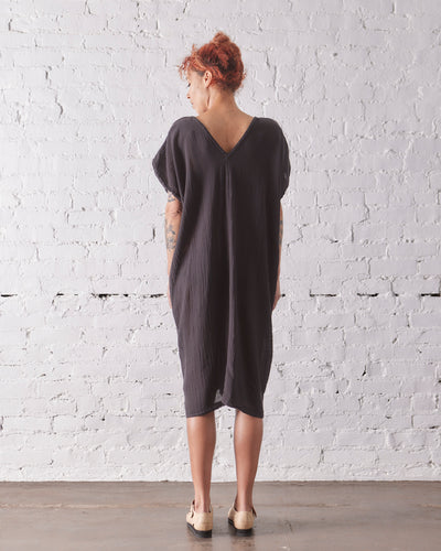 Black Crane Two Panel Dress, Black