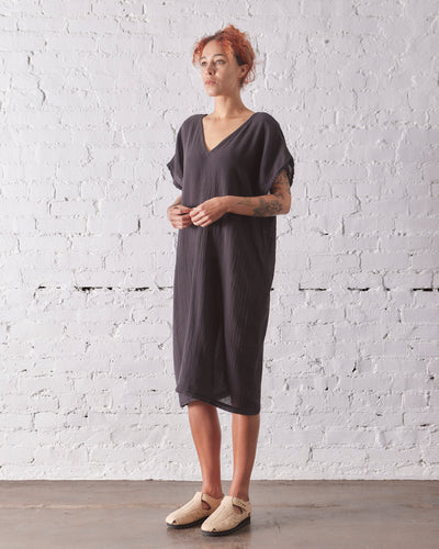 Black Crane Two Panel Dress, Black