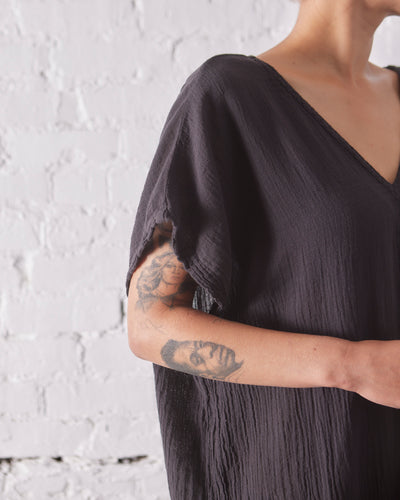 Black Crane Two Panel Dress, Black