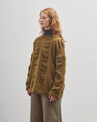 Black Crane Waterfall Sweater, Dark Olive