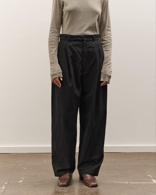 Black Crane Crinkled Trousers, Black