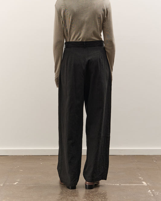 Black Crane Crinkled Trousers, Black
