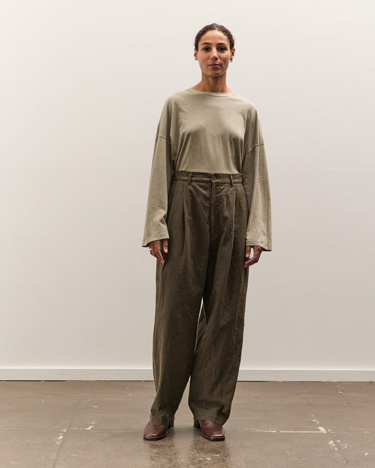 Black Crane Crinkled Trousers, Charcoal