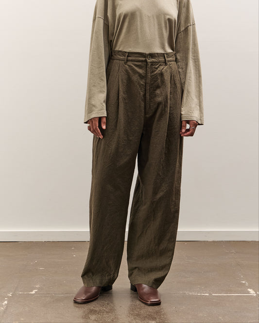 Black Crane Crinkled Trousers, Charcoal