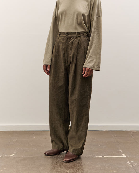 Black Crane Crinkled Trousers, Charcoal