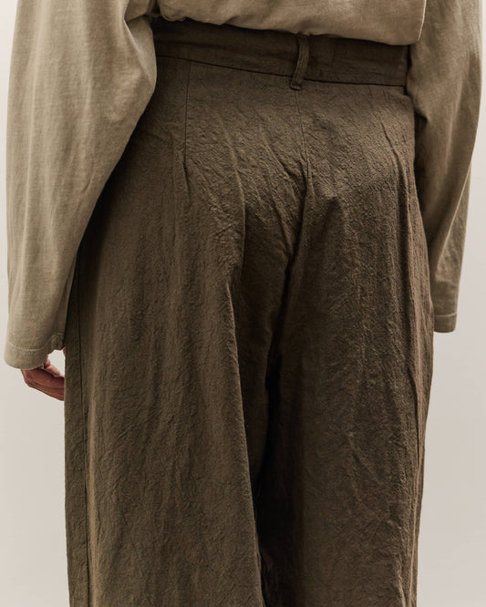 Black Crane Crinkled Trousers, Charcoal