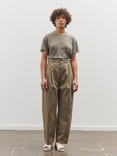 Black Crane Crinkled Wide Trouser, Mud