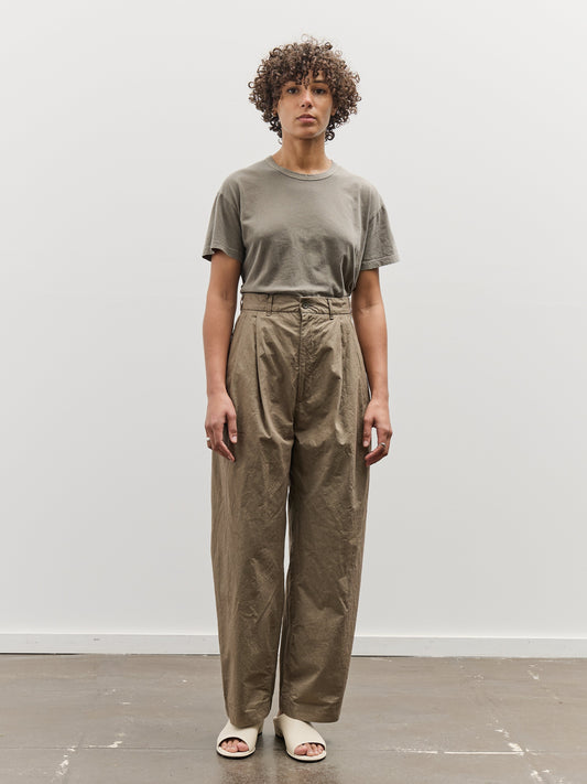 Black Crane Crinkled Wide Trouser, Mud