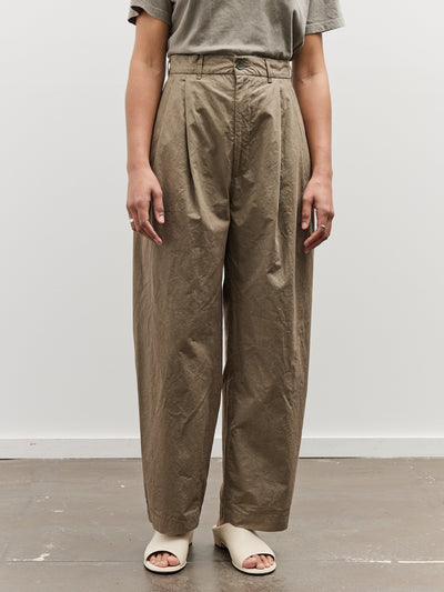 Black Crane Crinkled Wide Trouser, Mud