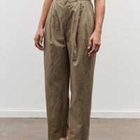 Black Crane Crinkled Wide Trouser, Mud