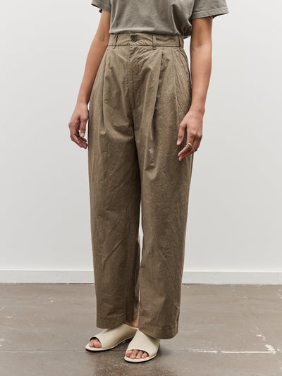 Black Crane Crinkled Wide Trouser, Mud