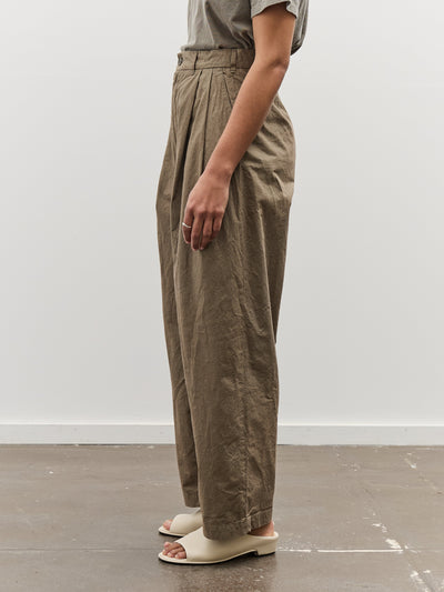 Black Crane Crinkled Wide Trouser, Mud