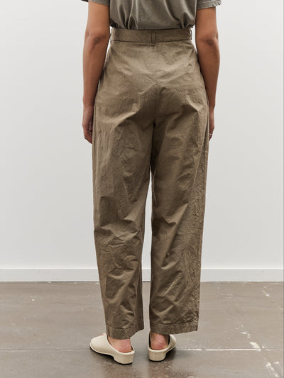 Black Crane Crinkled Wide Trouser, Mud