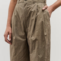 Black Crane Crinkled Wide Trouser, Mud