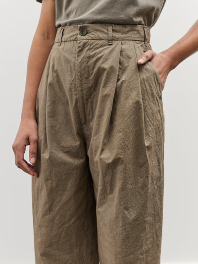 Black Crane Crinkled Wide Trouser, Mud