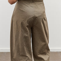 Black Crane Crinkled Wide Trouser, Mud