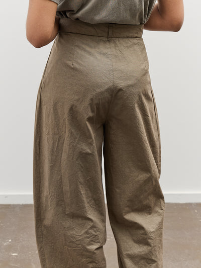 Black Crane Crinkled Wide Trouser, Mud