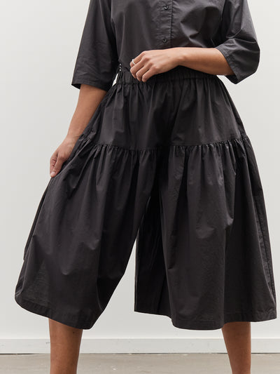 Black Crane Gathered Culottes, Black