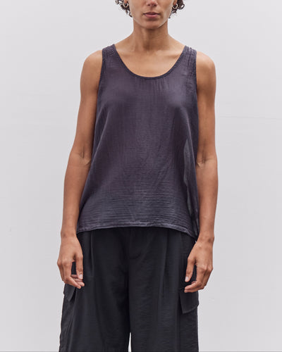 Black Crane Loose Tank Top, Navy