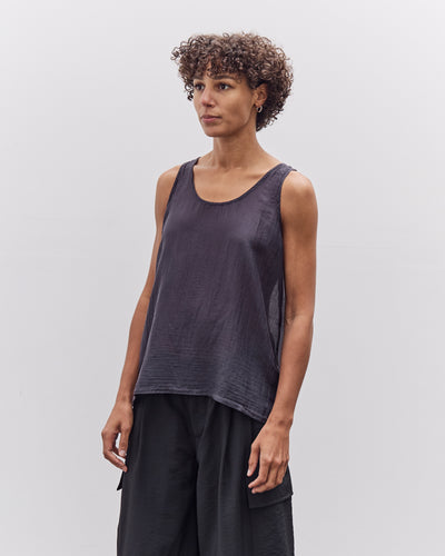 Black Crane Loose Tank Top, Navy