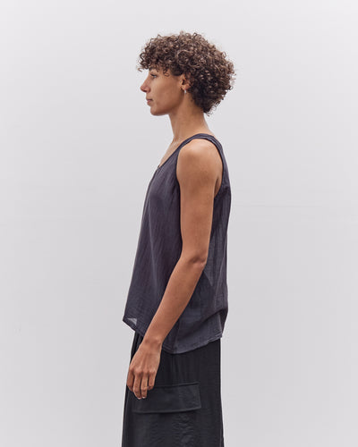 Black Crane Loose Tank Top, Navy
