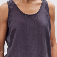 Black Crane Loose Tank Top, Navy
