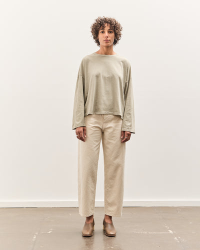 Black Crane Wide Long Sleeve Tee, Limestone
