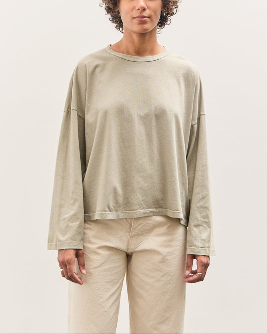 Black Crane Wide Long Sleeve Tee, Limestone
