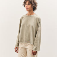 Black Crane Wide Long Sleeve Tee, Limestone