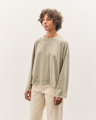 Black Crane Wide Long Sleeve Tee, Limestone