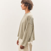 Black Crane Wide Long Sleeve Tee, Limestone
