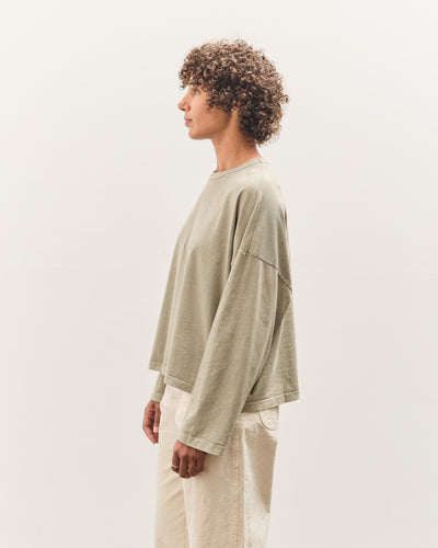Black Crane Wide Long Sleeve Tee, Limestone