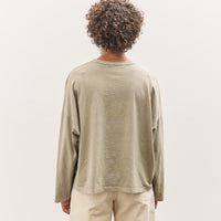 Black Crane Wide Long Sleeve Tee, Limestone
