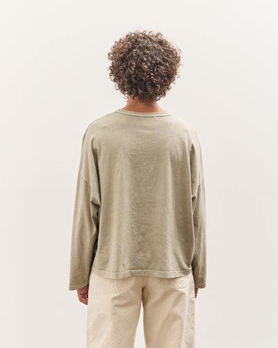 Black Crane Wide Long Sleeve Tee, Limestone