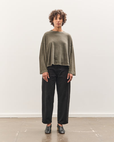 Black Crane Wide Long Sleeve Tee, Slate