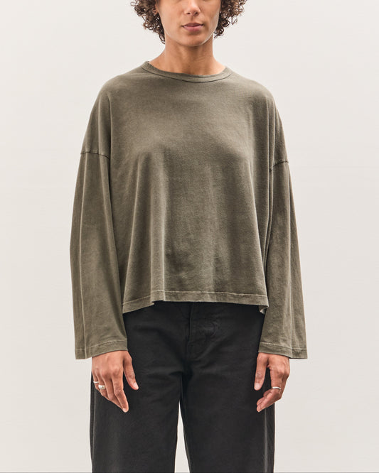 Black Crane Wide Long Sleeve Tee, Slate