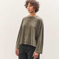Black Crane Wide Long Sleeve Tee, Slate