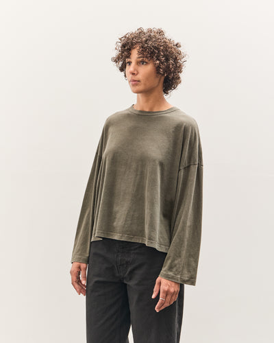 Black Crane Wide Long Sleeve Tee, Slate