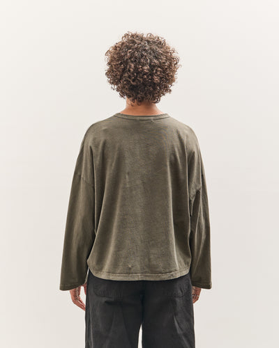 Black Crane Wide Long Sleeve Tee, Slate