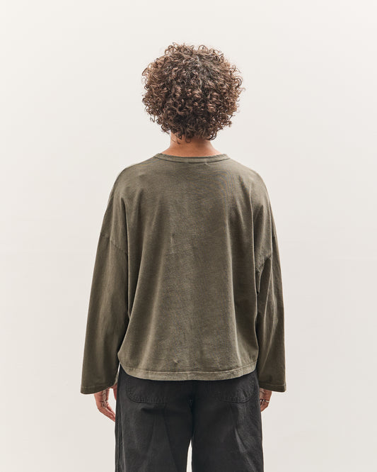 Black Crane Wide Long Sleeve Tee, Slate