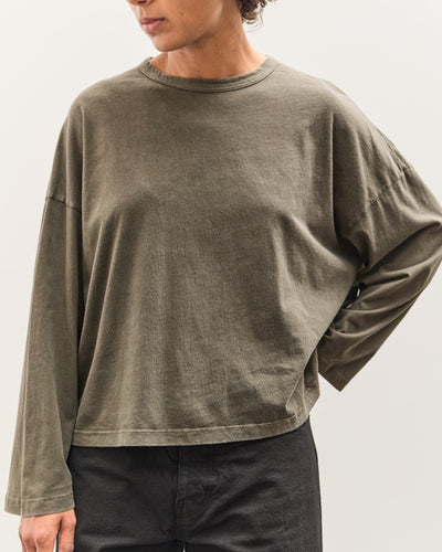 Black Crane Wide Long Sleeve Tee, Slate
