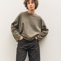 Black Crane Wide Long Sleeve Tee, Slate