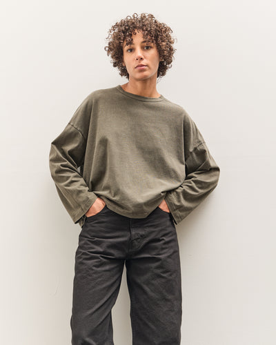 Black Crane Wide Long Sleeve Tee, Slate